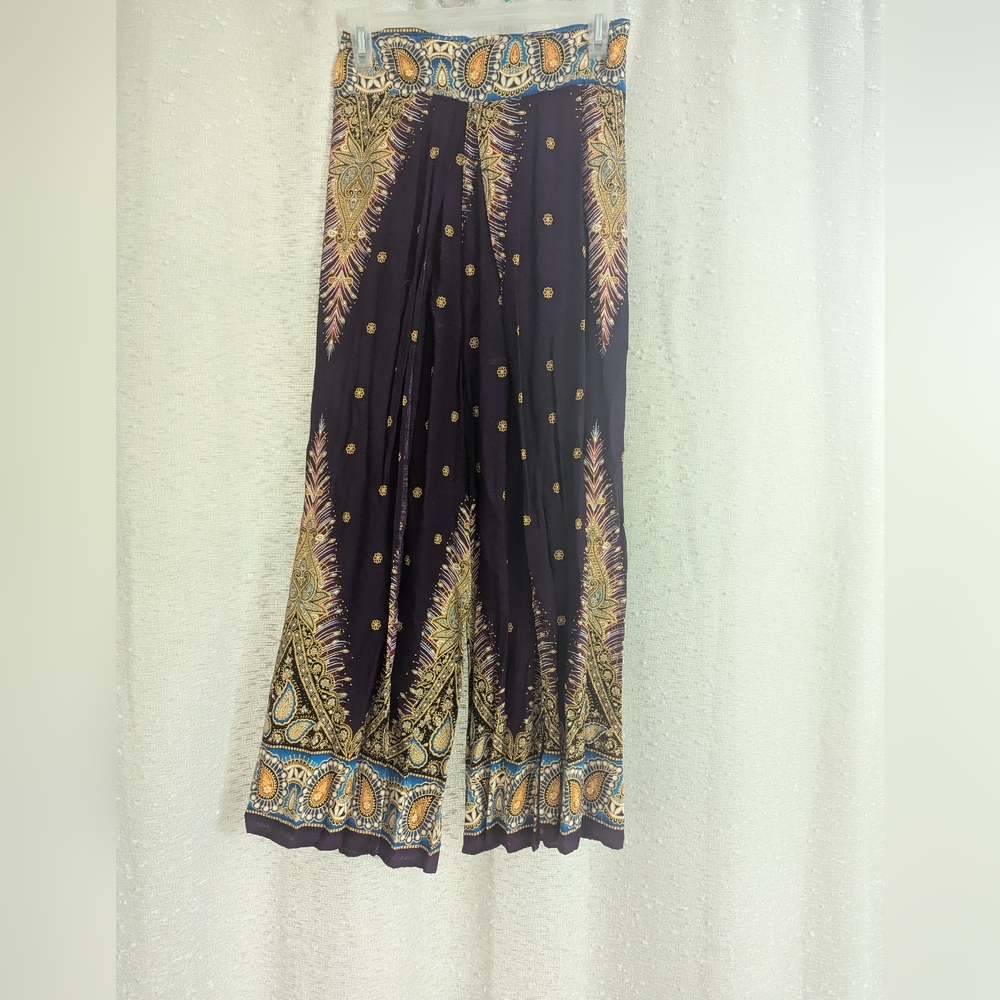 Bohemian Wide-Leg Pants with Paisley Print